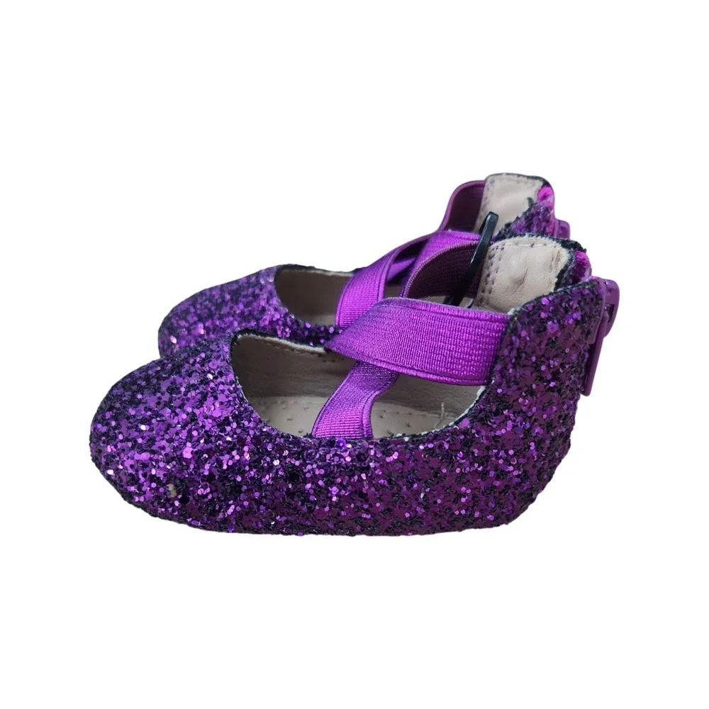 NEW A Bear Co Toddler Size 3 Neptune Glitter Ballerina Flats Vivid Purple‎
